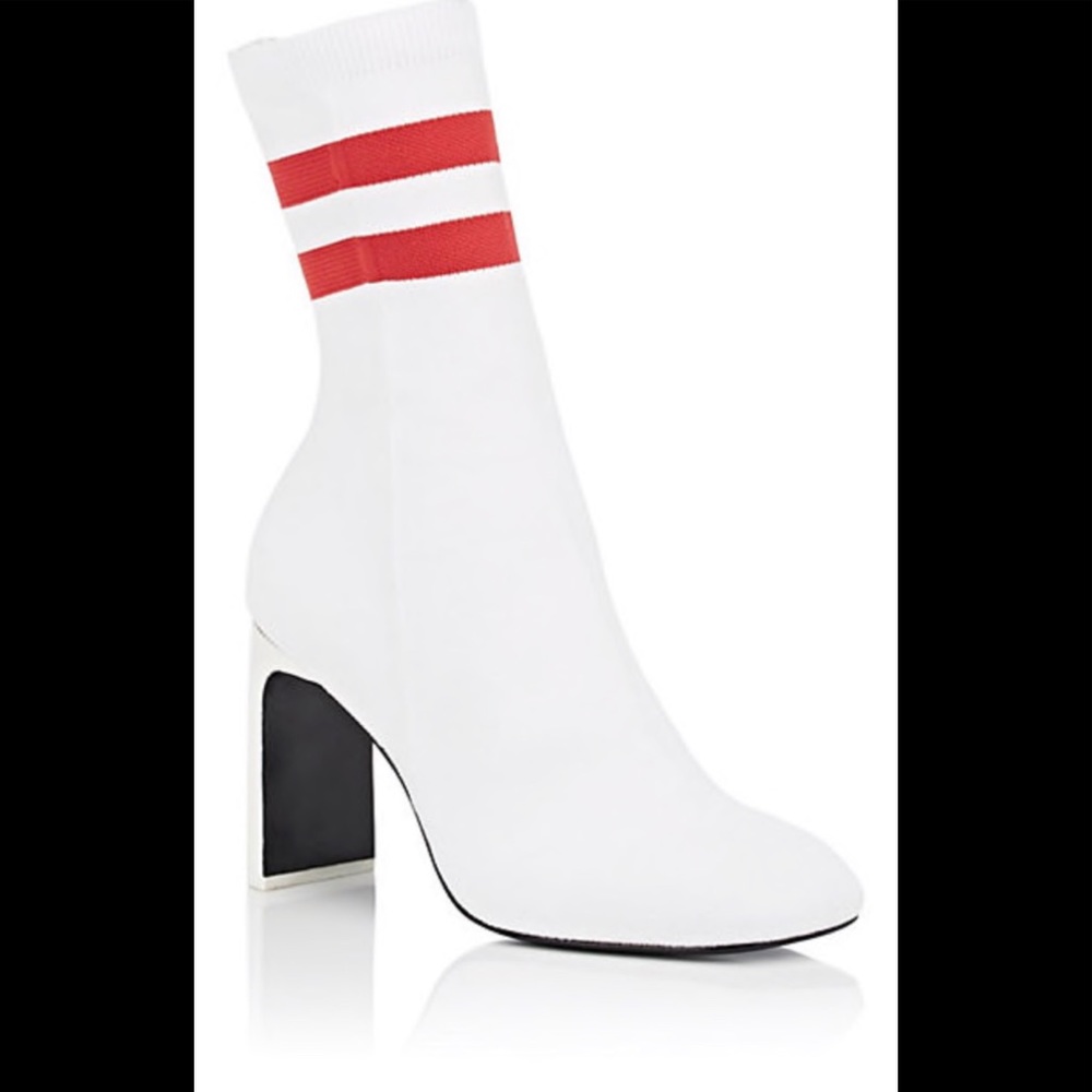 NWOB Rag & Bone Size 7 Ellis White With Red Stripes Sock Ankle Boots